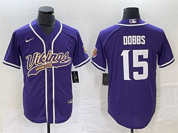 Men's Minnesota Vikings #15 Josh Dobbs Purple Cool Base Stitched Baseball Jersey,We sell and wholesale Men's Minnesota Vikings #15 Josh Dobbs Purple Cool Base Stitched Baseball Jersey on line form chian!